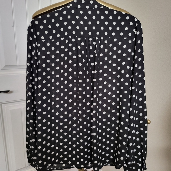 J Crew Factory Polka Dot Tie Neck Blouse Size M - Picture 3 of 3